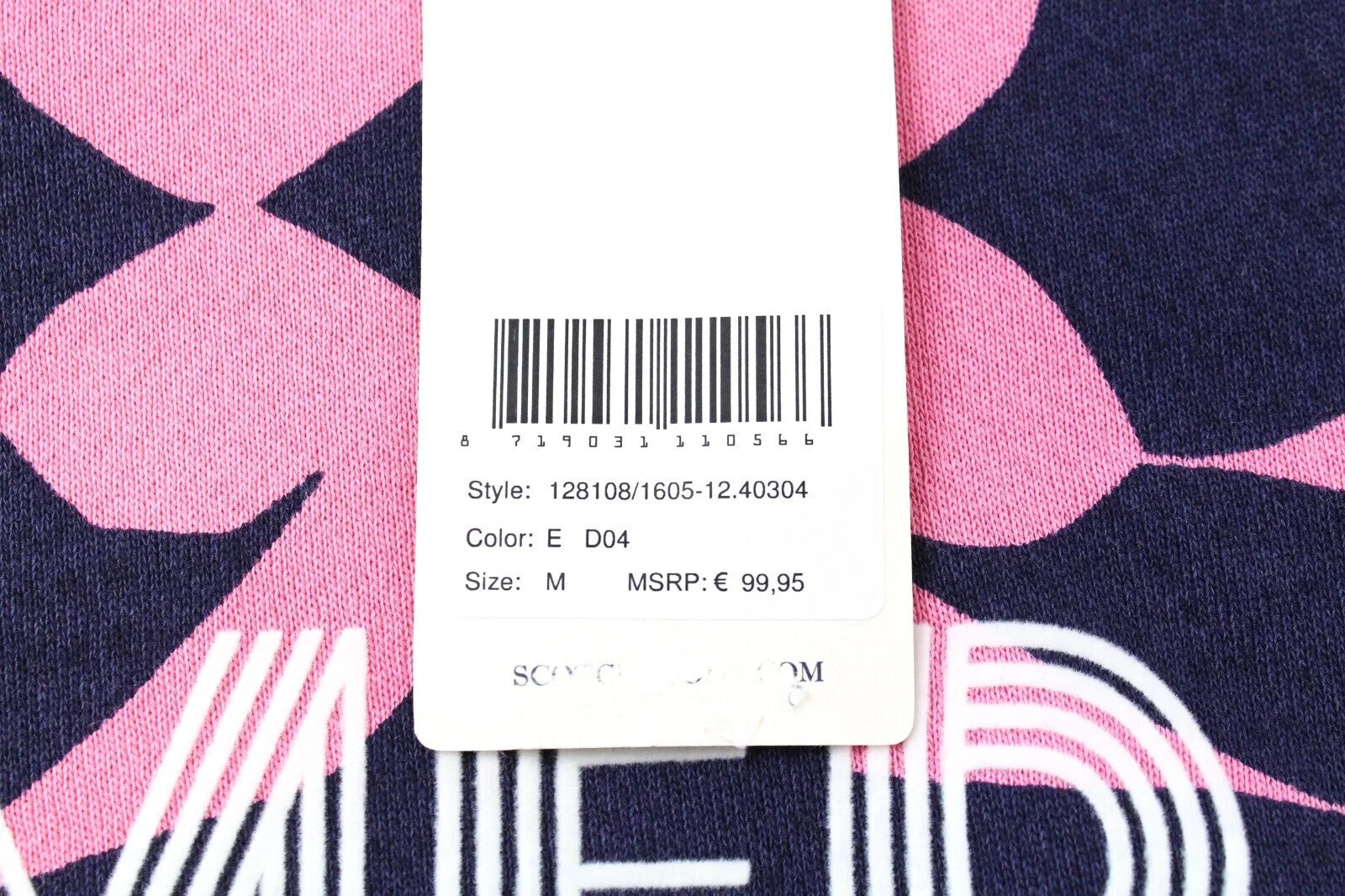 SCOTCH & SODA  Blauw Mens Sweatshirt M Pink Navy Patterned Cotton Dyed