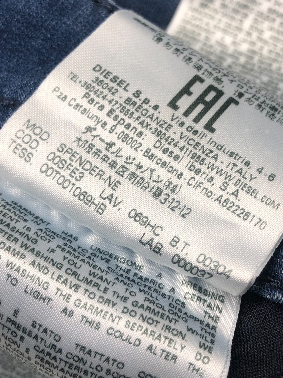 DIESEL Spender-Ne 069HC Men's Jeans W26 Zip Blue Skinny