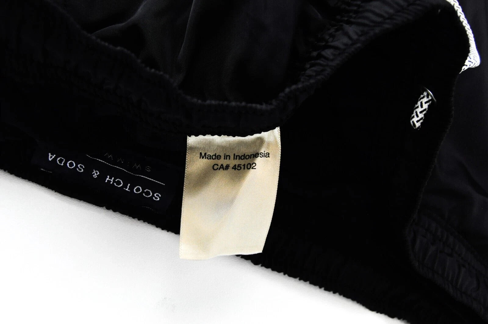 SCOTCH & SODA Swim Shorts W32 Black Pull-On Trunks Ams Couture Drawstring Style