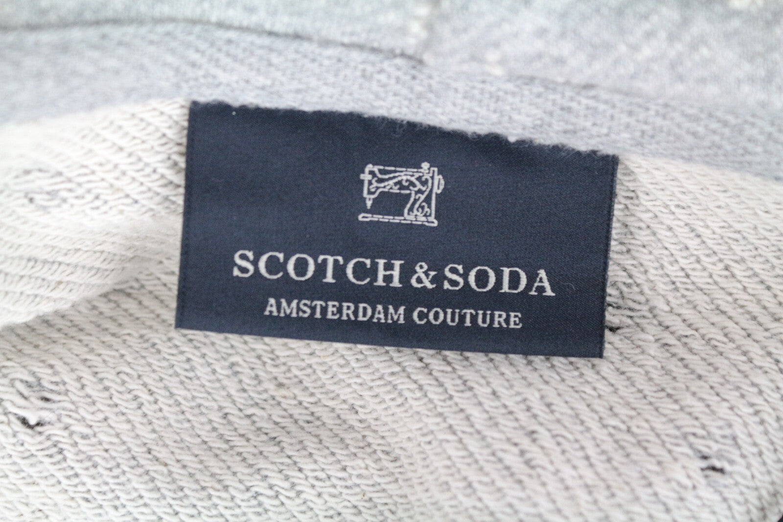 SCOTCH & SODA Men's Sweatshirt 2XL Light Grey Hooded Distressed