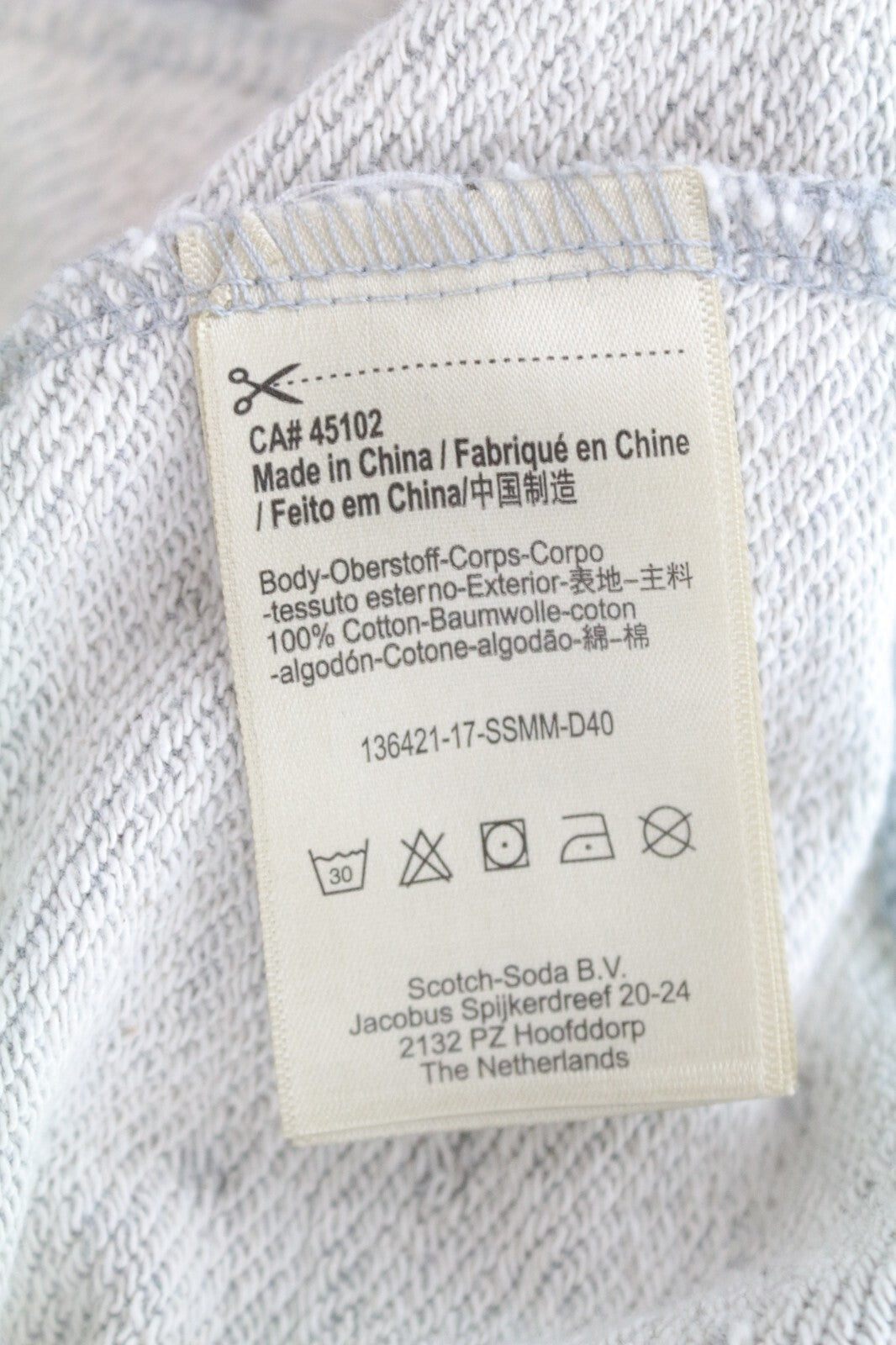 SCOTCH & SODA Men's Sweatshirt 2XL Light Grey Hooded Distressed