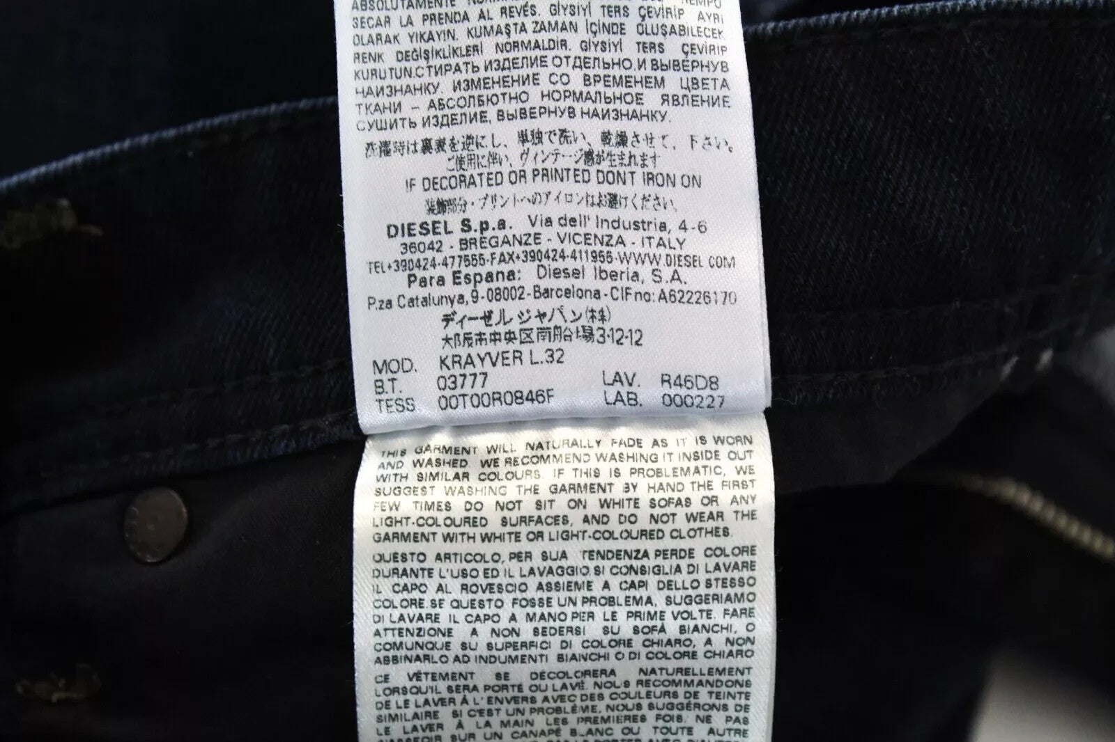 DIESEL Krayver R46D8 Mens Jeans W28/L32 Slim Carrot  Dark Blue Stretch