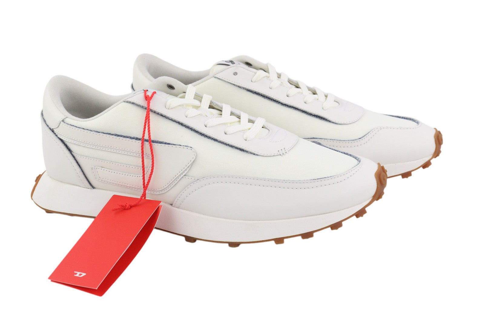 DIESEL S-Racer LC Men Sneakers EU45 White Suede Leather Lace Up RRP€195 Trainers