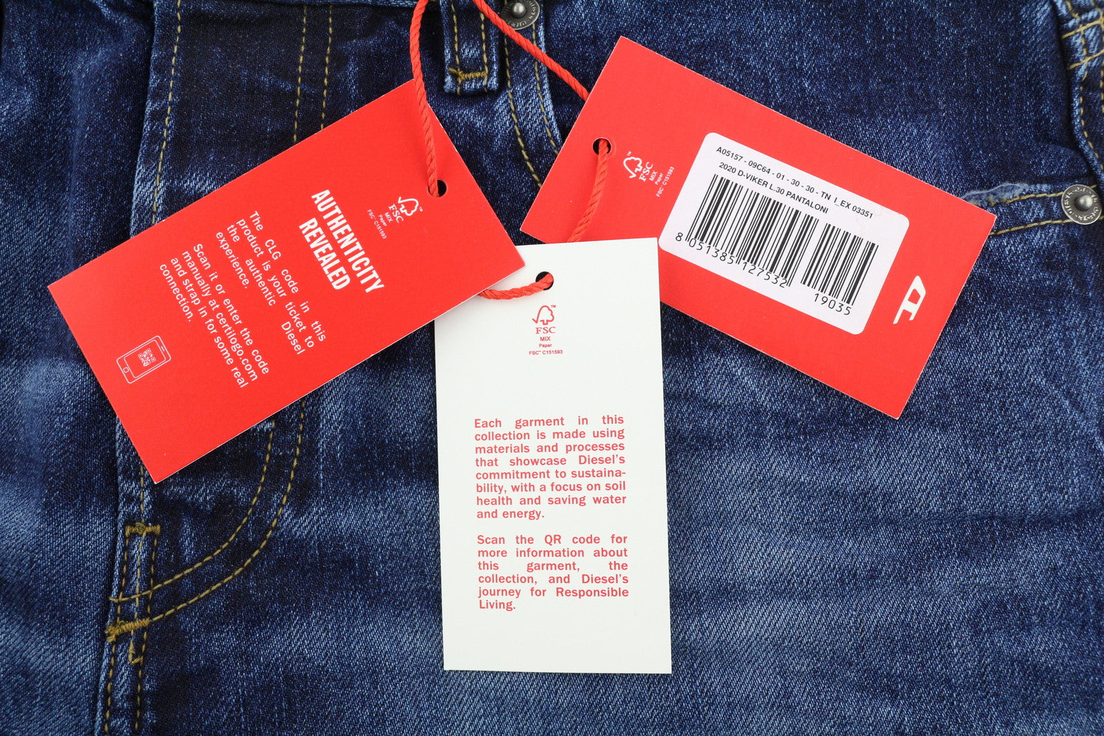 DIESEL 2020 D-Viker 09C64 Men Jeans W30/L30 Regular Fit Straight Leg RRP€225