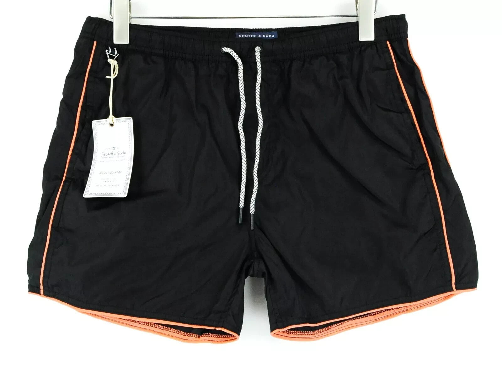 SCOTCH & SODA Swimwear W32 Men's Pull-On Black Trunks Drawstring Pool Style