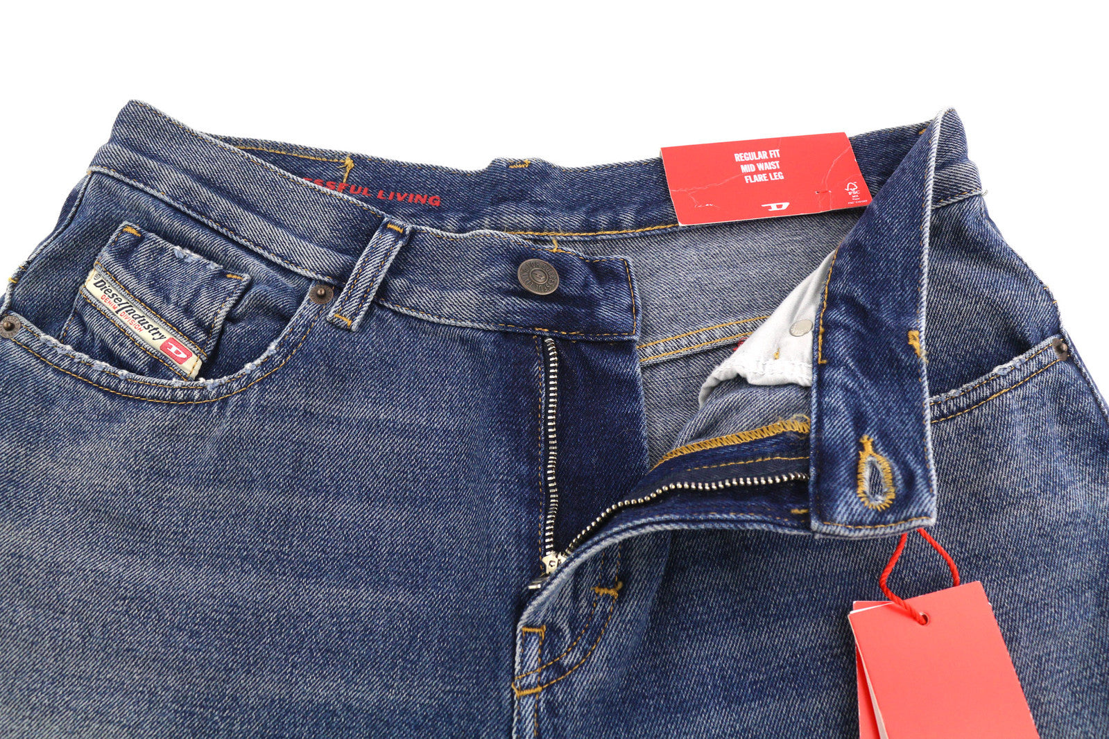 DIESEL 2000 09E03 Women Jeans W29/L30 Regular Fit Mid Waist Flare Leg Washed