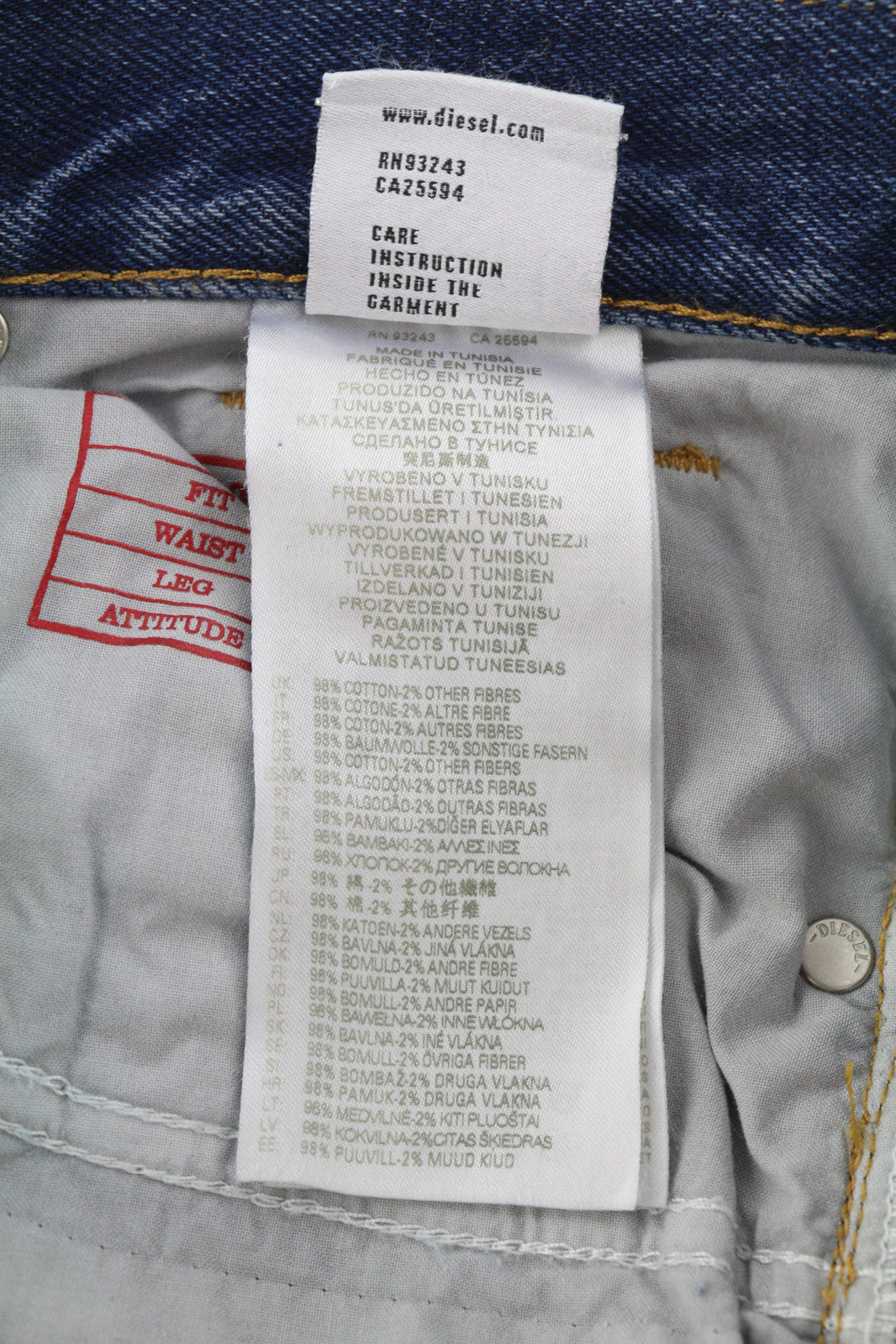 DIESEL 2000 09E03 Women Jeans W29/L30 Regular Fit Mid Waist Flare Leg Washed