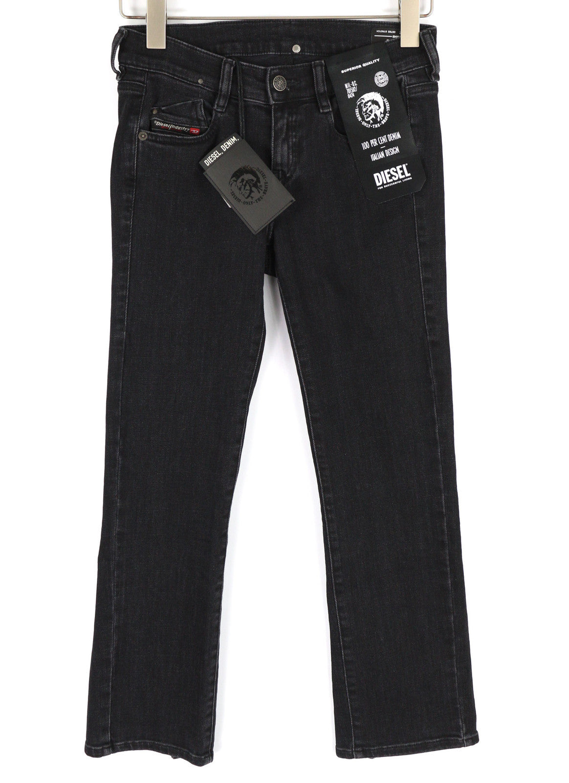 DIESEL D-Ebbey 0870G Women Jeans W24/L32 Bootcut Flare Low Waist Stretch Black