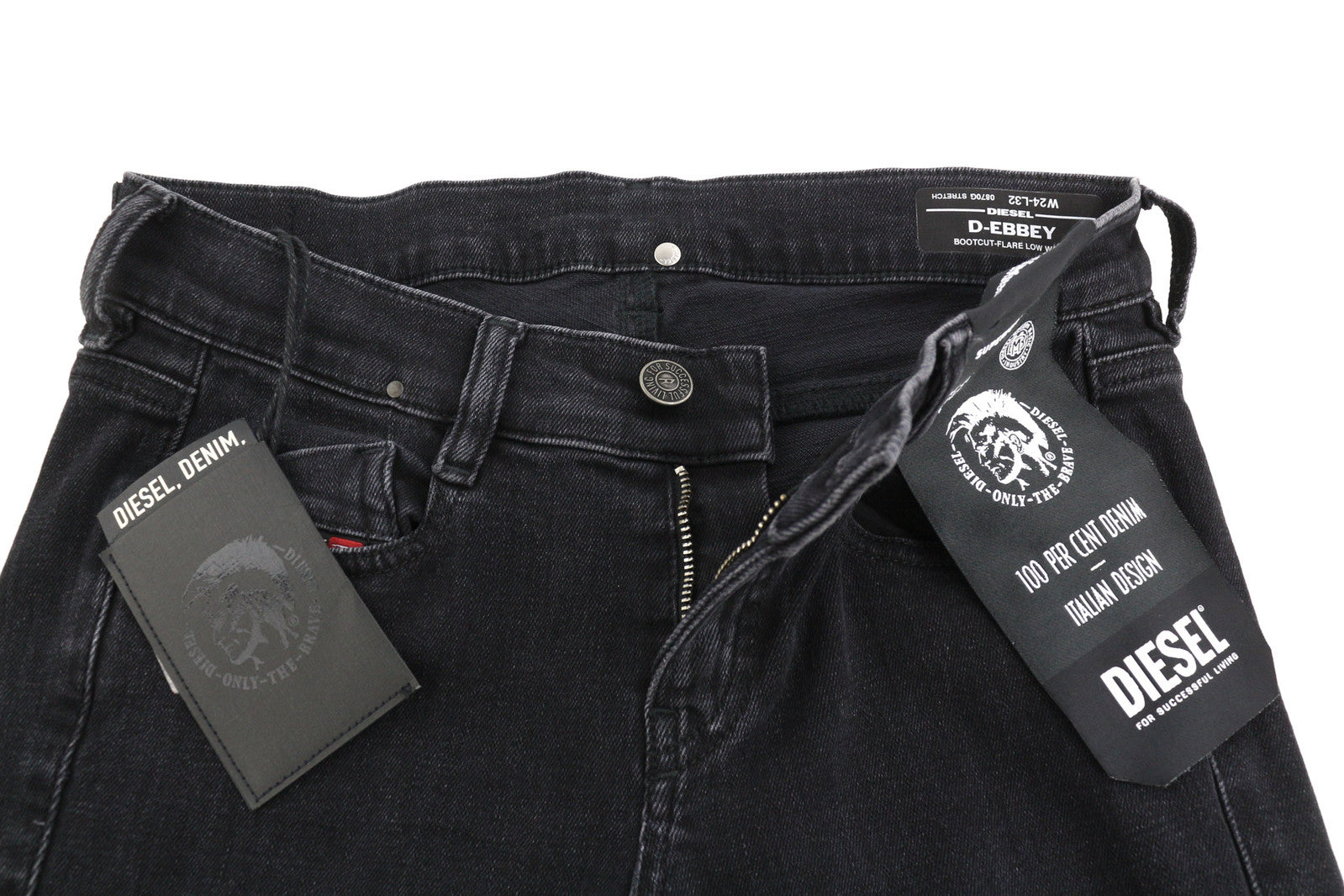 DIESEL D-Ebbey 0870G Women Jeans W24/L32 Bootcut Flare Low Waist Stretch Black