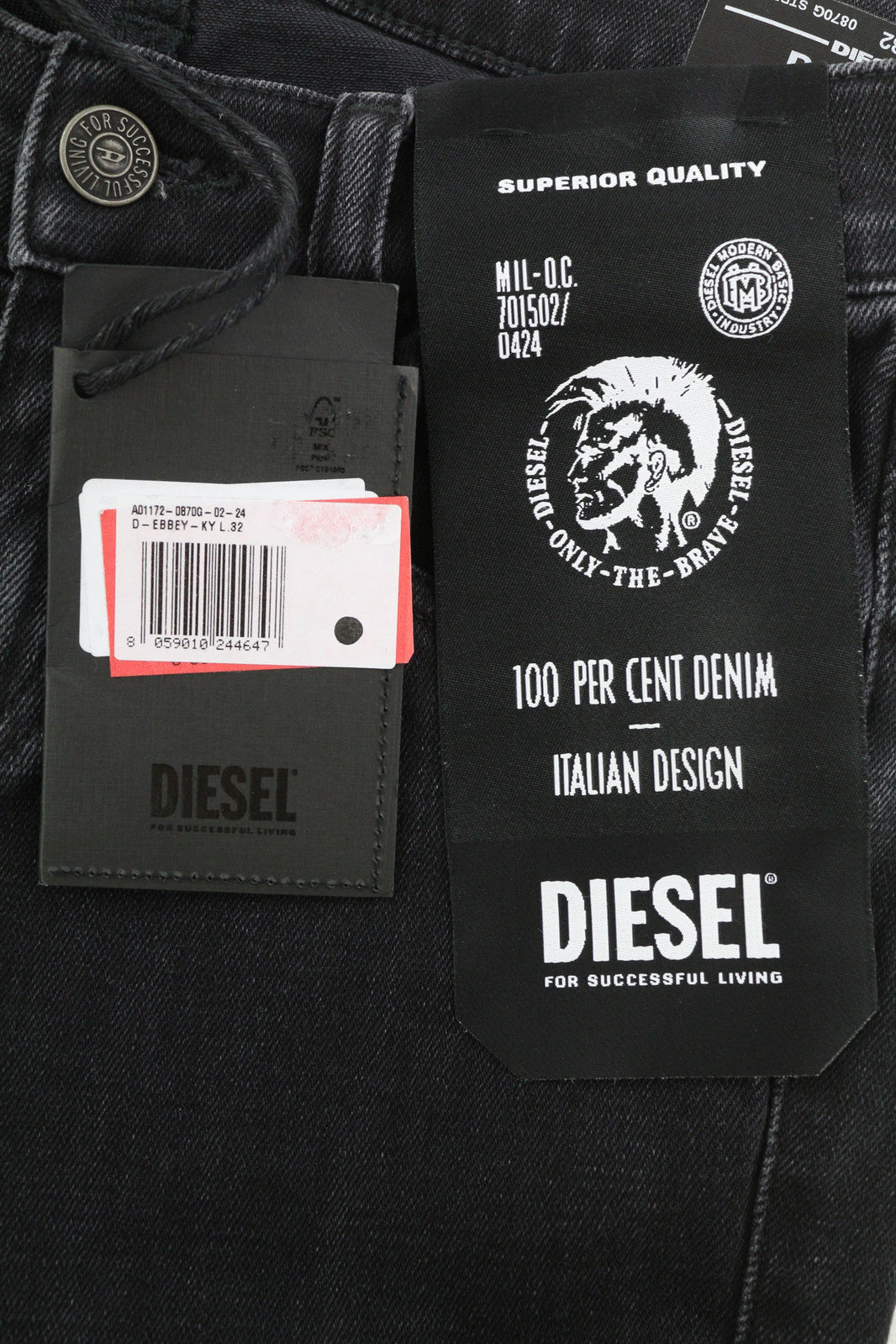 DIESEL D-Ebbey 0870G Women Jeans W24/L32 Bootcut Flare Low Waist Stretch Black