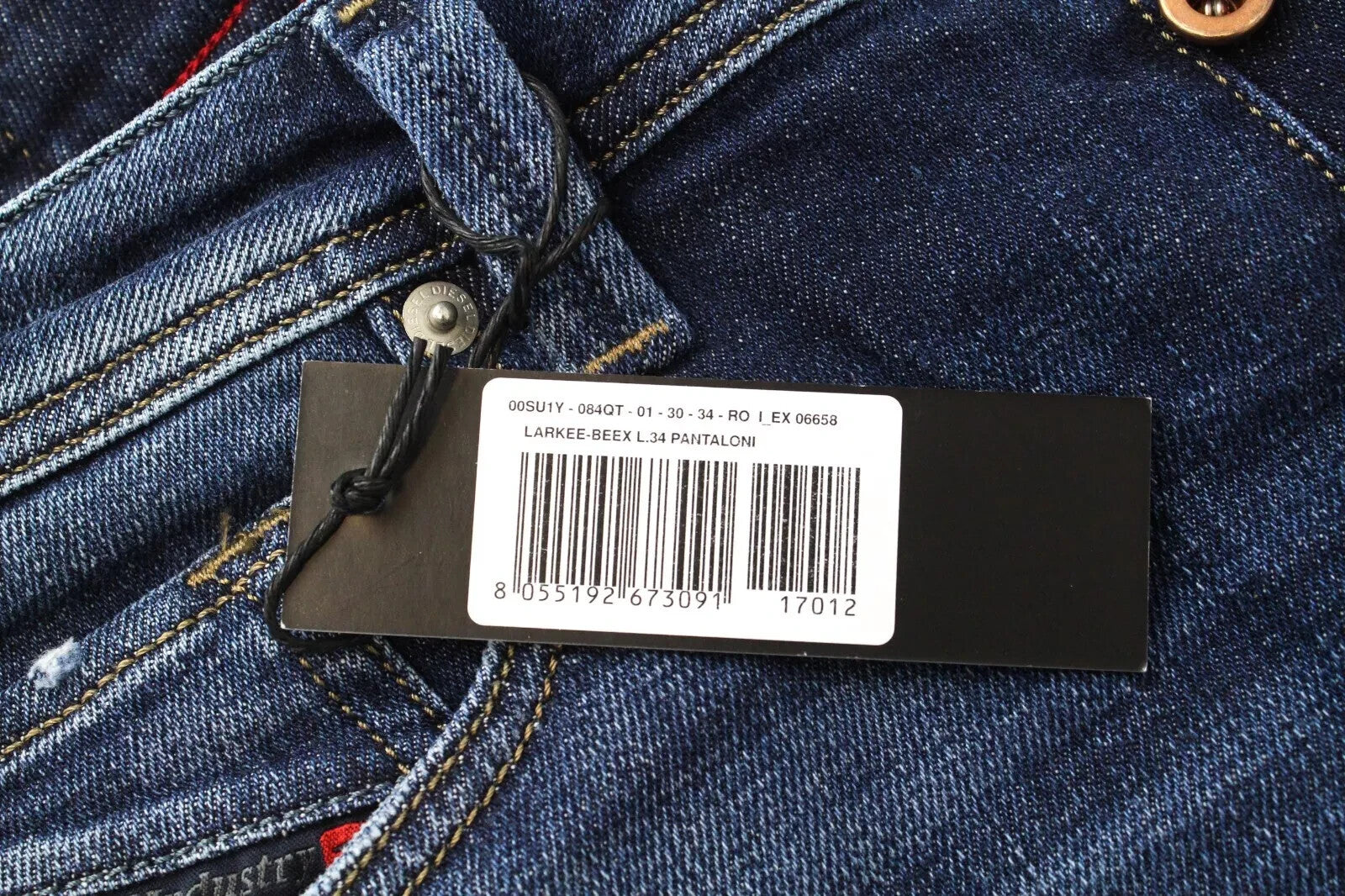 DIESEL Larkee-Beex 084QT Mens Jeans W30/L34 Taper Dark Blue Cotton Stretch