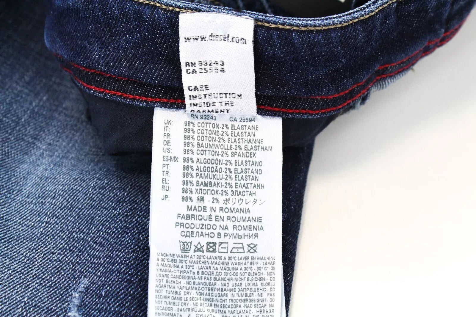 DIESEL Larkee-Beex 084QT Mens Jeans W30/L34 Taper Dark Blue Cotton Stretch