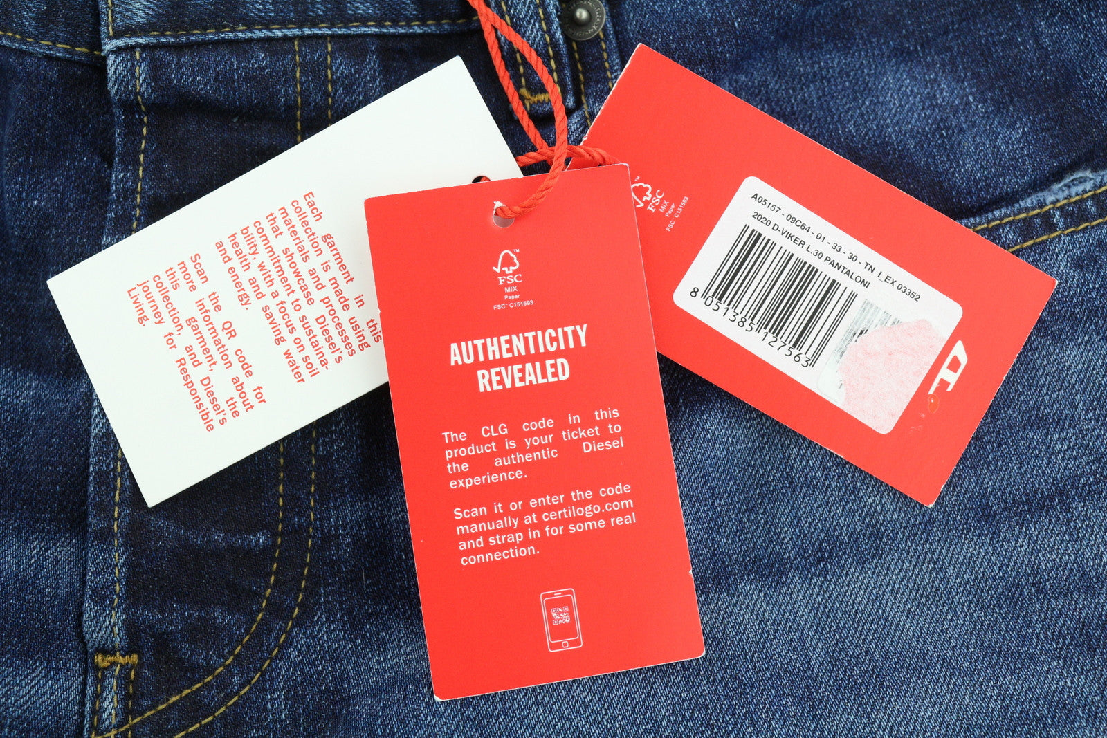 DIESEL 2020 D-Viker 09C64 Men Jeans W33/L30 Regular Fit Straight Leg RRP€225