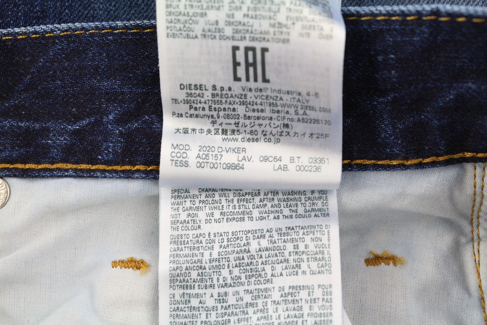 DIESEL 2020 D-Viker 09C64 Men Jeans W33/L30 Regular Fit Straight Leg RRP€225