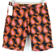 SCOTCH & SODA Men's Shorts W29 Black Orange Paisley Cotton Pattern Ams Couture