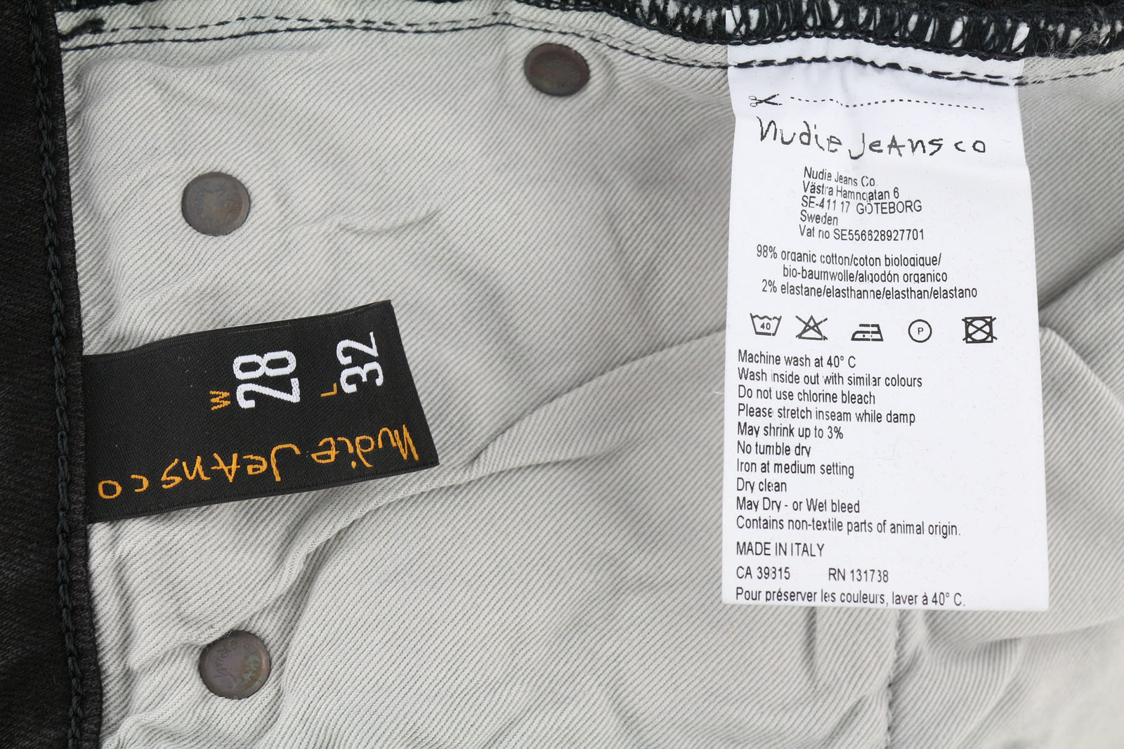 NUDIE Skinny Lin Used Black Men Jeans W28/L32 Distressed Zip Fly Pockets Faded