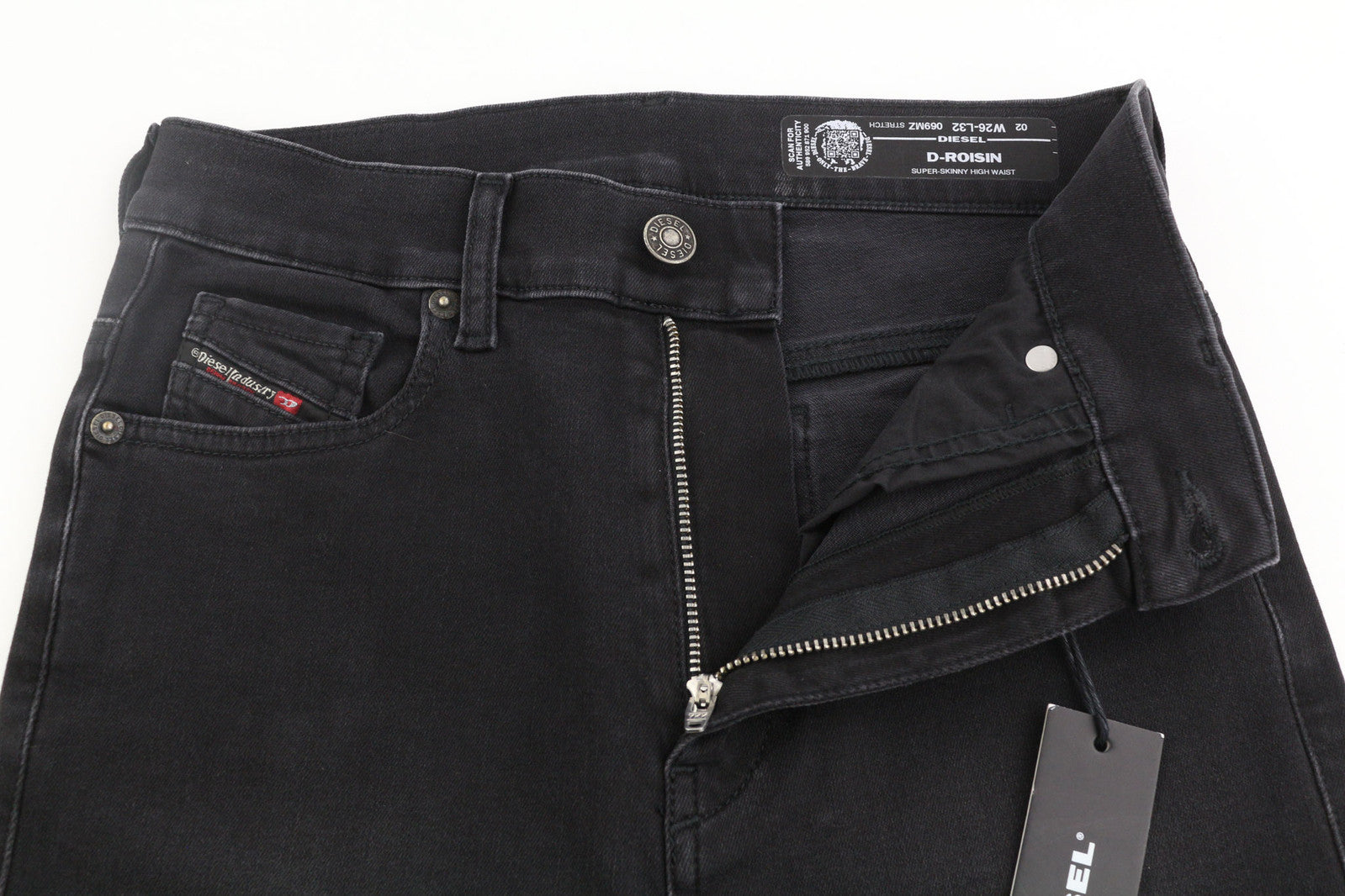 DIESEL D-Roisin 069MZ Women Jeans W26/L32 Super Skinny High Waist Stretch Black