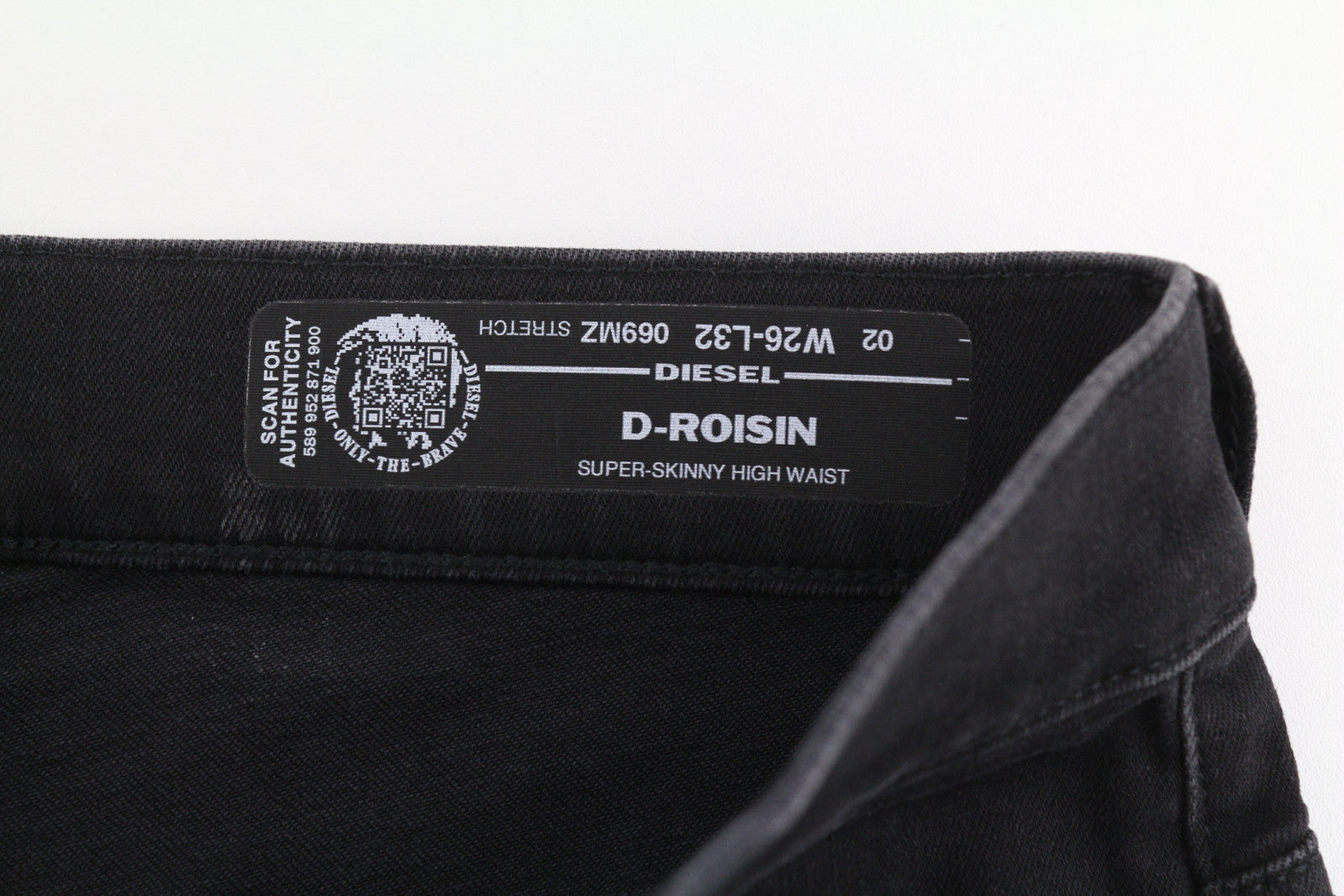 DIESEL D-Roisin 069MZ Women Jeans W26/L32 Super Skinny High Waist Stretch Black