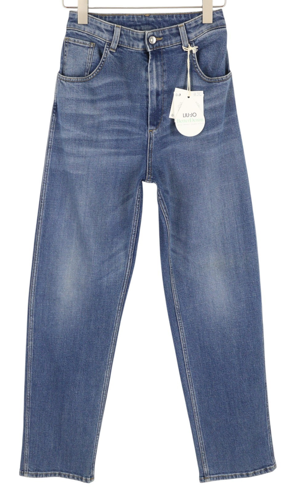 LIU JO Palazzo Women Jeans W28 High Waist Washed Denim Blue Slim Fit Pockets