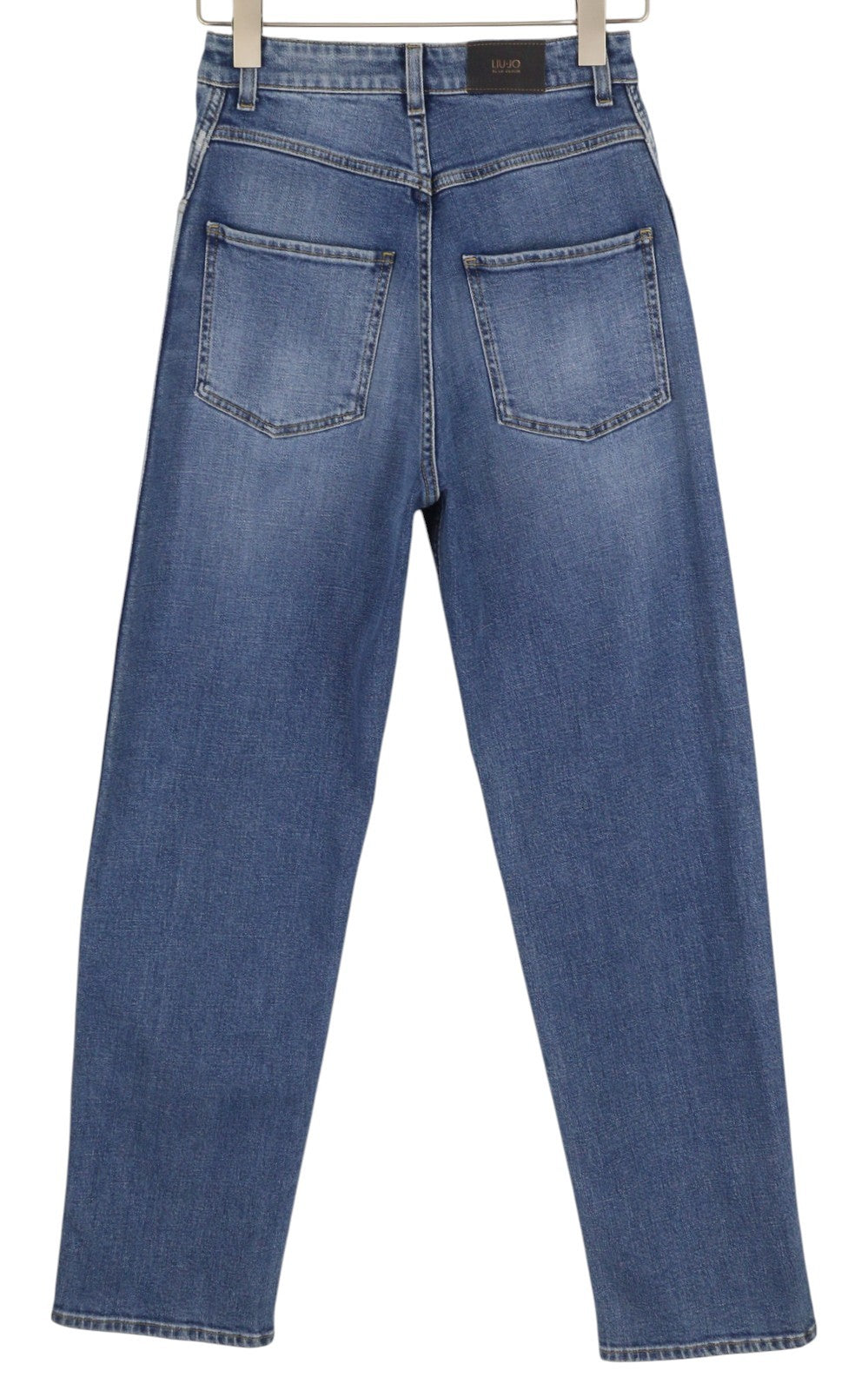 LIU JO Palazzo Women Jeans W28 High Waist Washed Denim Blue Slim Fit Pockets