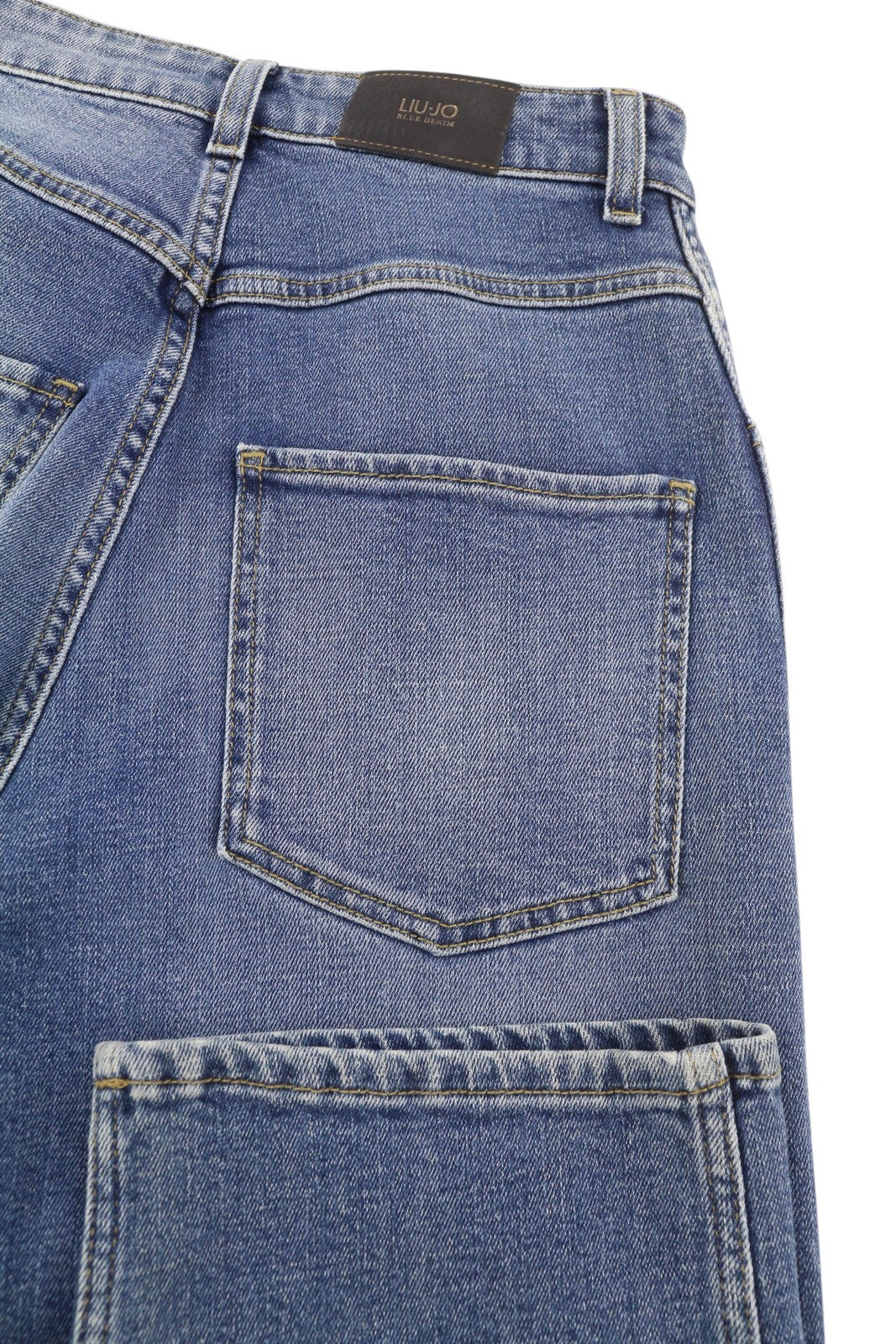 LIU JO Palazzo Women Jeans W28 High Waist Washed Denim Blue Slim Fit Pockets