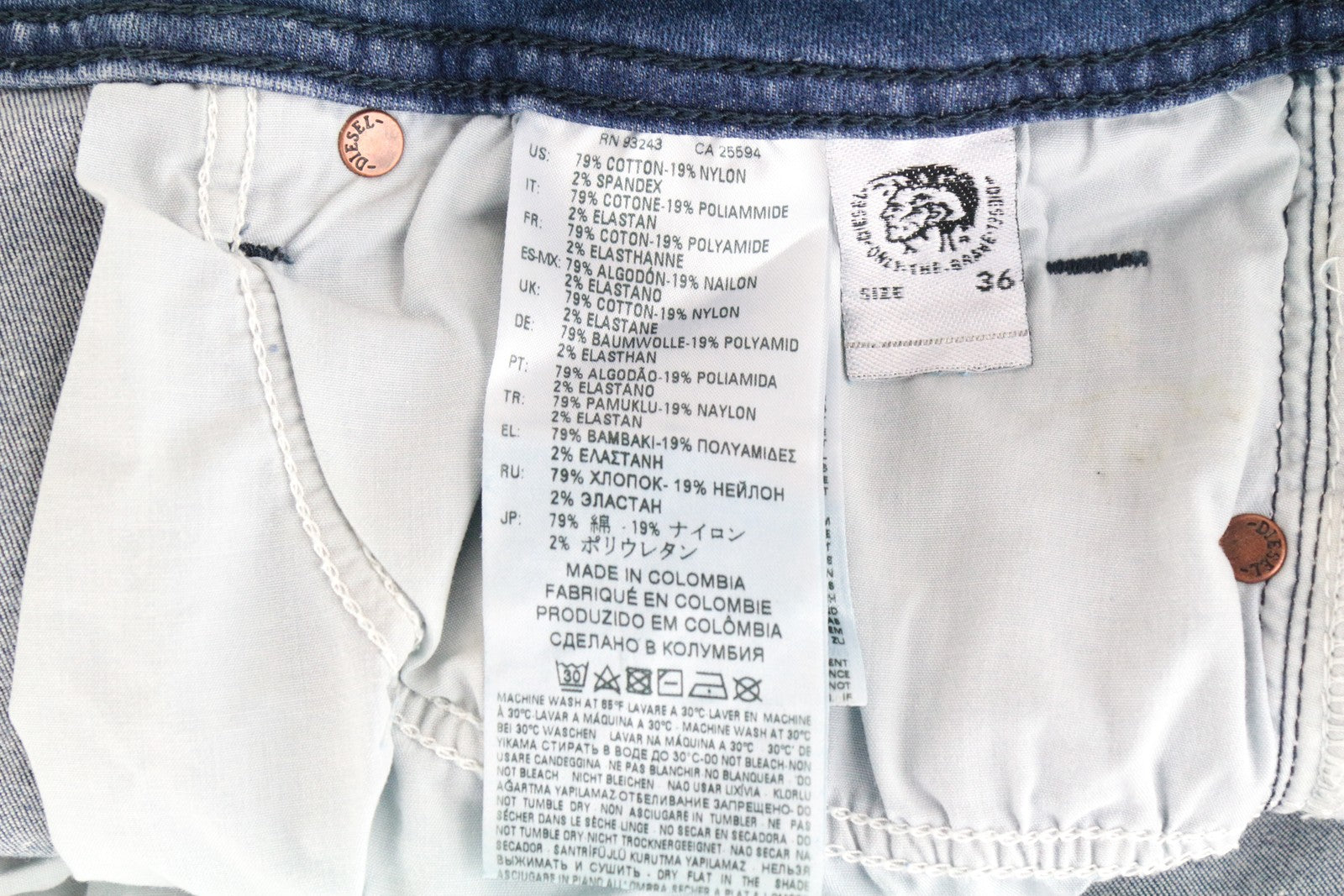 DIESEL Sleenker CN006 Men's Jeans W36/L32 Blue Slim Skinny Fit Stretch