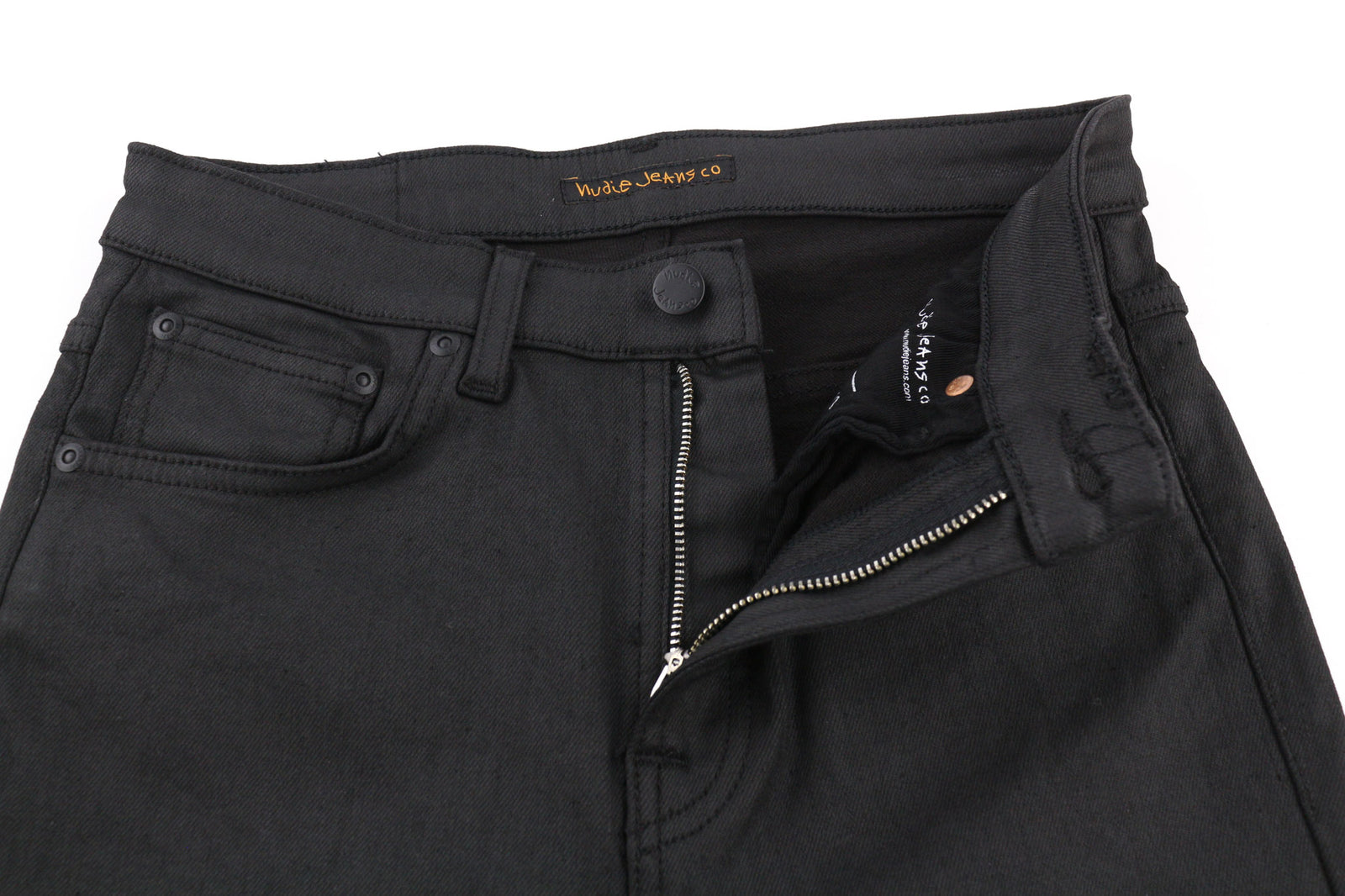 NUDIE Hightop Tilde Painted Black Women Jeans W29/L34 Skinny Fit Zip Fly Faded