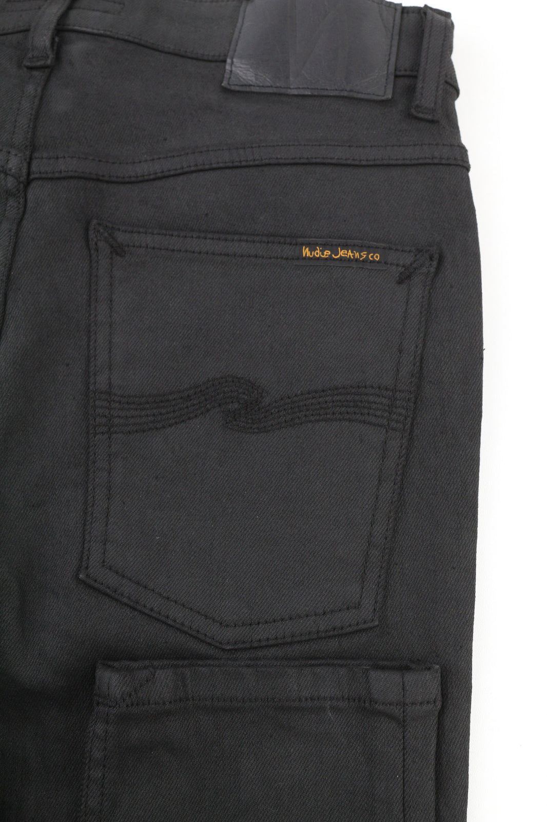 NUDIE Hightop Tilde Painted Black Women Jeans W29/L34 Skinny Fit Zip Fly Faded