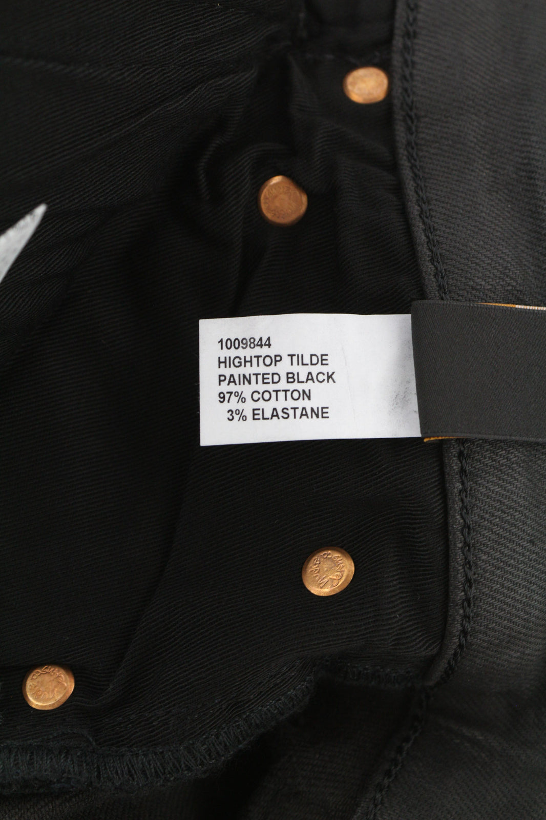 NUDIE Hightop Tilde Painted Black Women Jeans W29/L34 Skinny Fit Zip Fly Faded