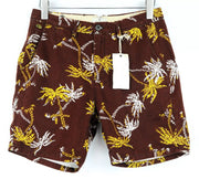 SCOTCH & SODA Palm Print Shorts W30 Men Brown Cotton Pure Ams Couture Summer