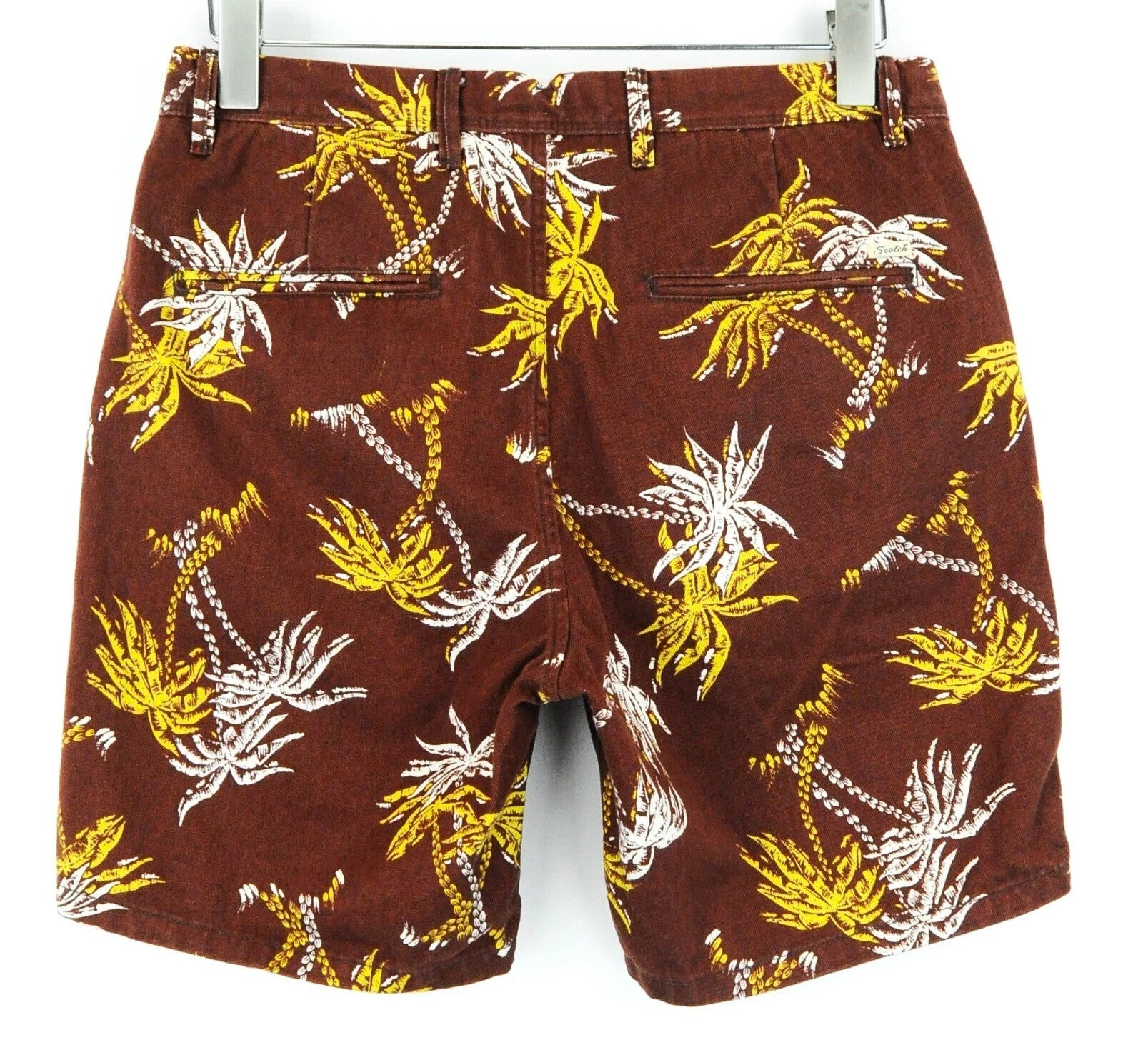 SCOTCH & SODA Palm Print Shorts W30 Men Brown Cotton Pure Ams Couture Summer