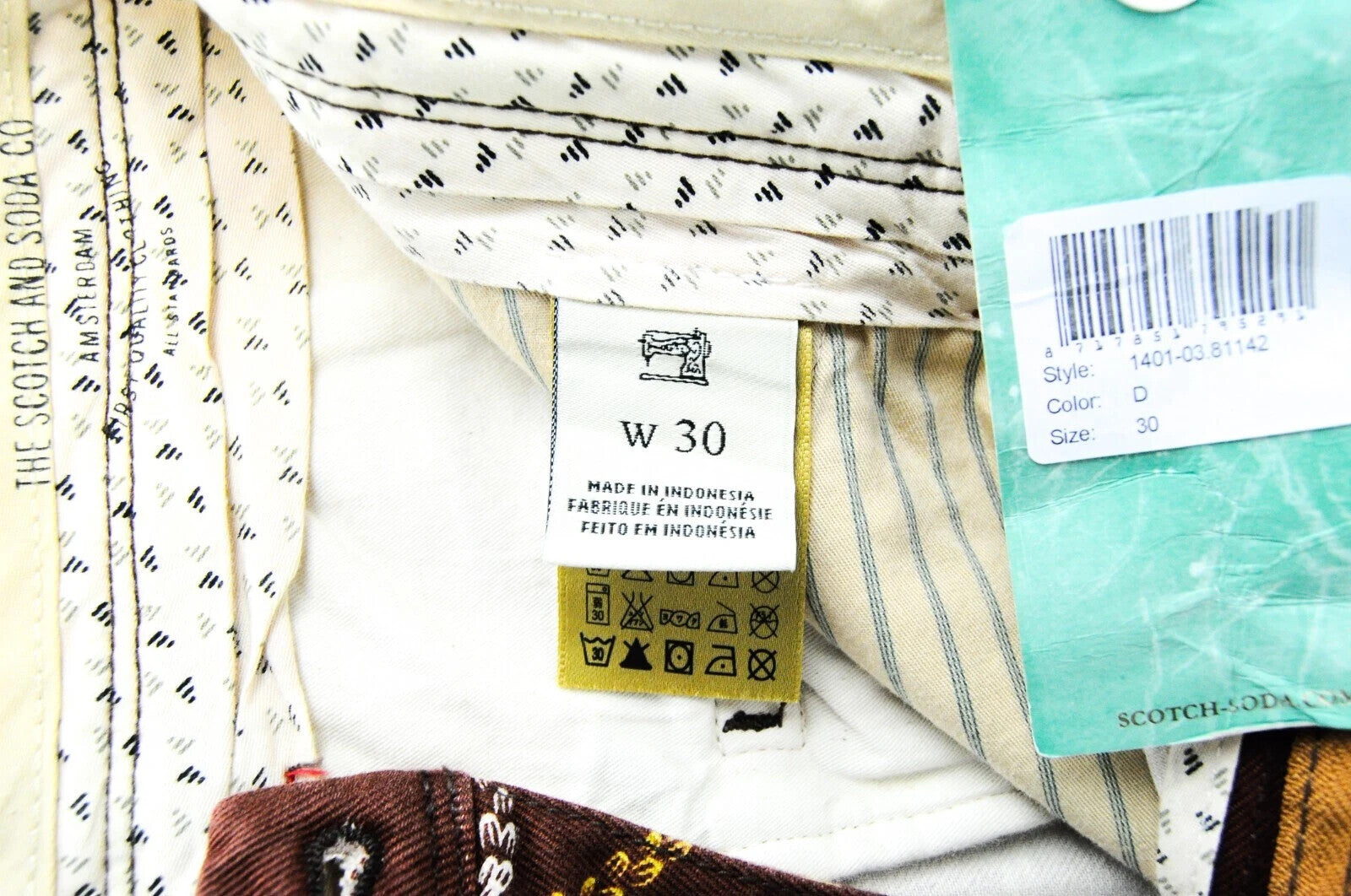 SCOTCH & SODA Palm Print Shorts W30 Men Brown Cotton Pure Ams Couture Summer