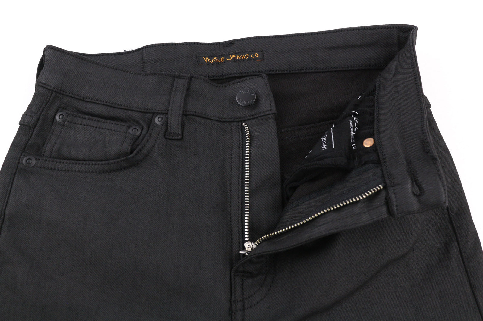 NUDIE Hightop Tilde Painted Black Women Jeans W28/L32 Skinny Fit Zip Fly Denim