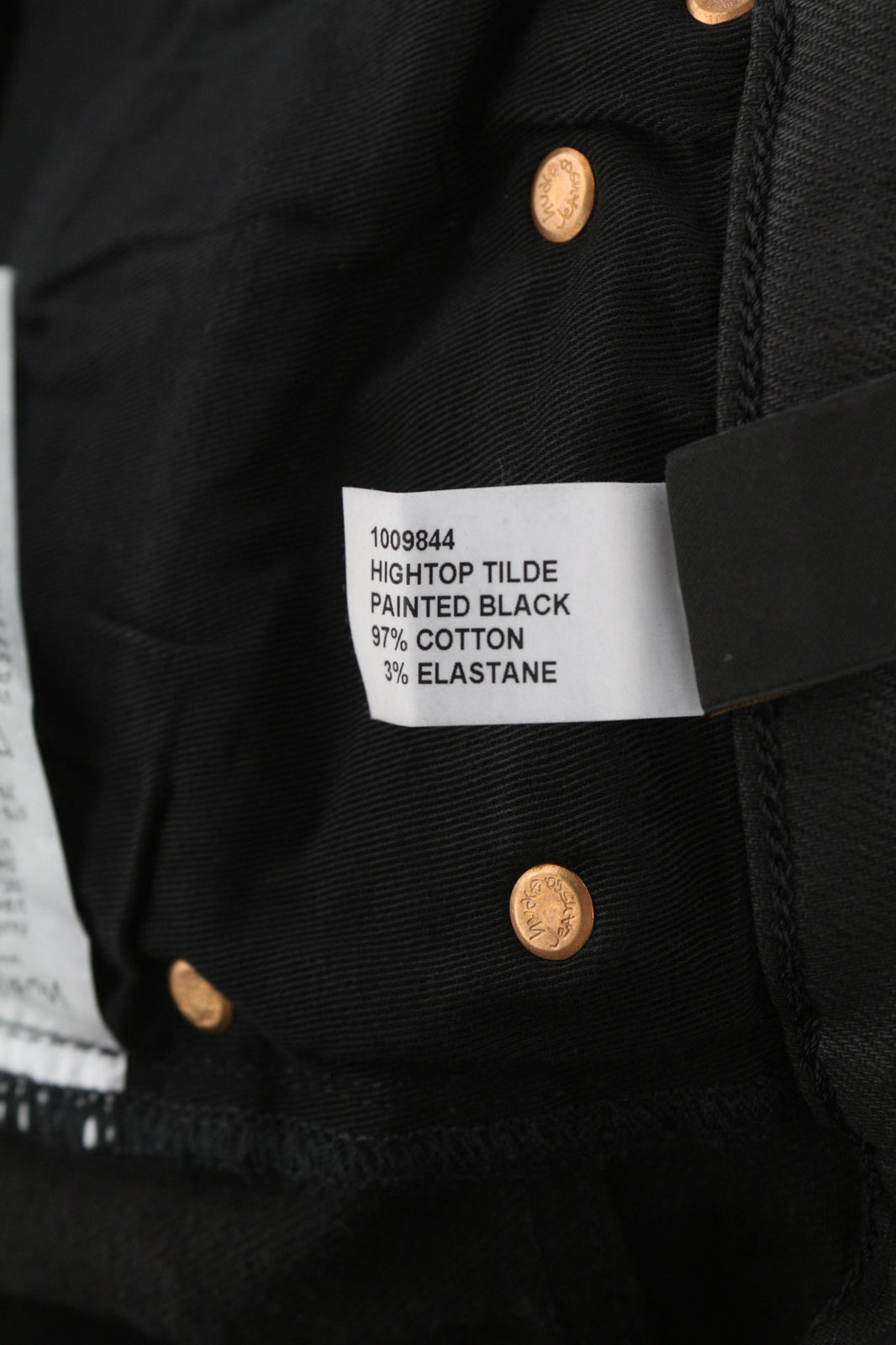 NUDIE Hightop Tilde Painted Black Women Jeans W28/L32 Skinny Fit Zip Fly Denim