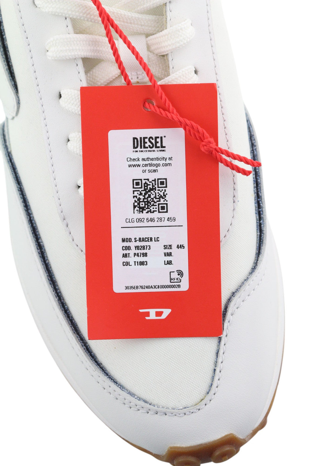 DIESEL S-Racer LC Men Sneakers EU44.5 White Suede Lace Up RRP€195 Trainers