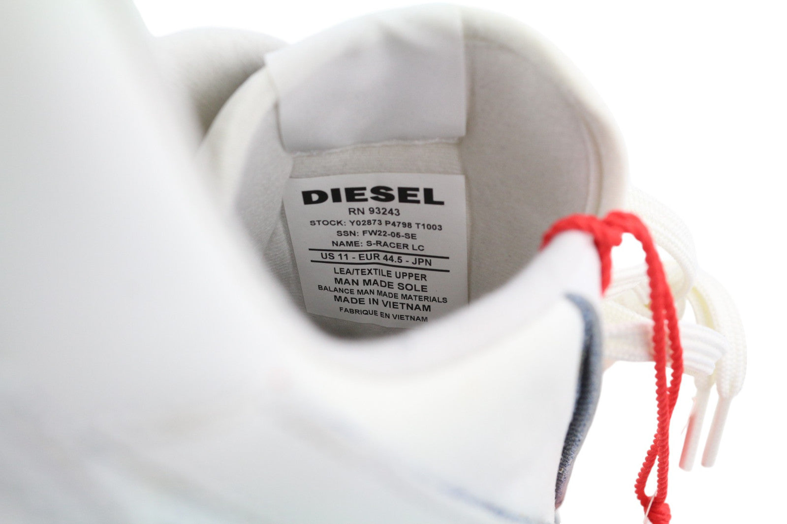 DIESEL S-Racer LC Men Sneakers EU44.5 White Suede Lace Up RRP€195 Trainers