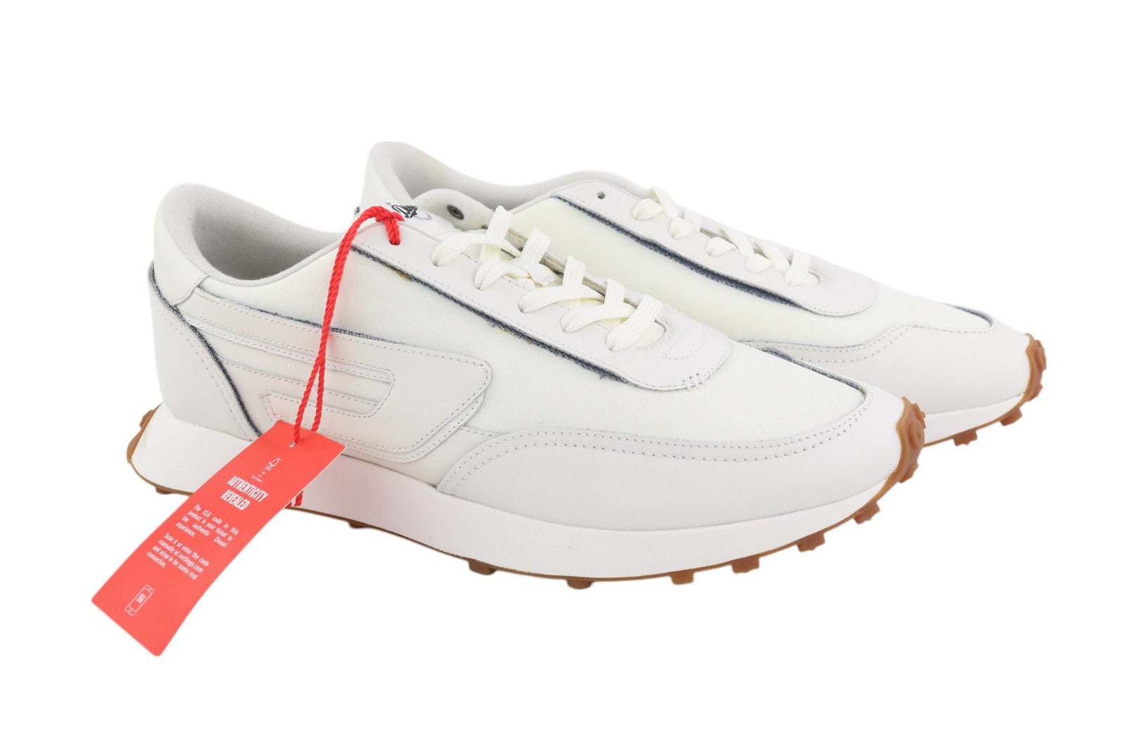 DIESEL S-Racer LC Men Sneakers EU44.5 White Suede Lace Up RRP€195 Trainers