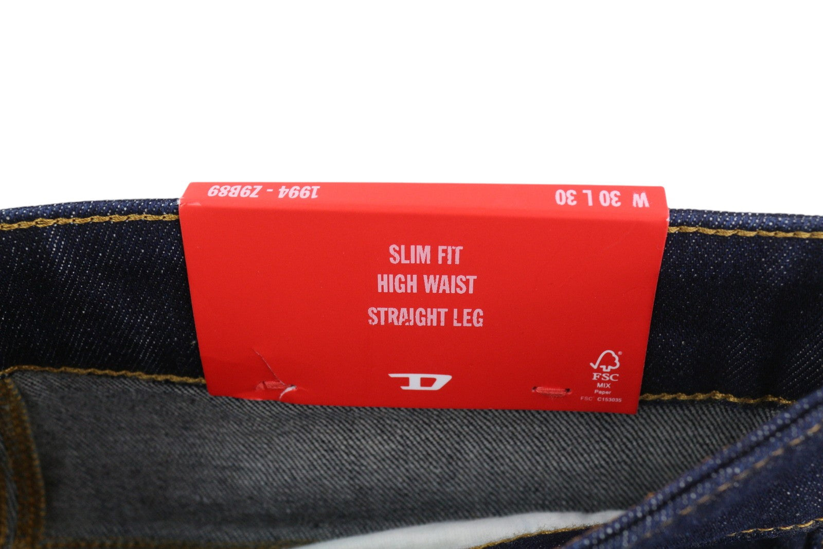 DIESEL 1994 Z9B89 Men Jeans W30/L30 Slim Fit Straight Leg High Waist Denim Blue