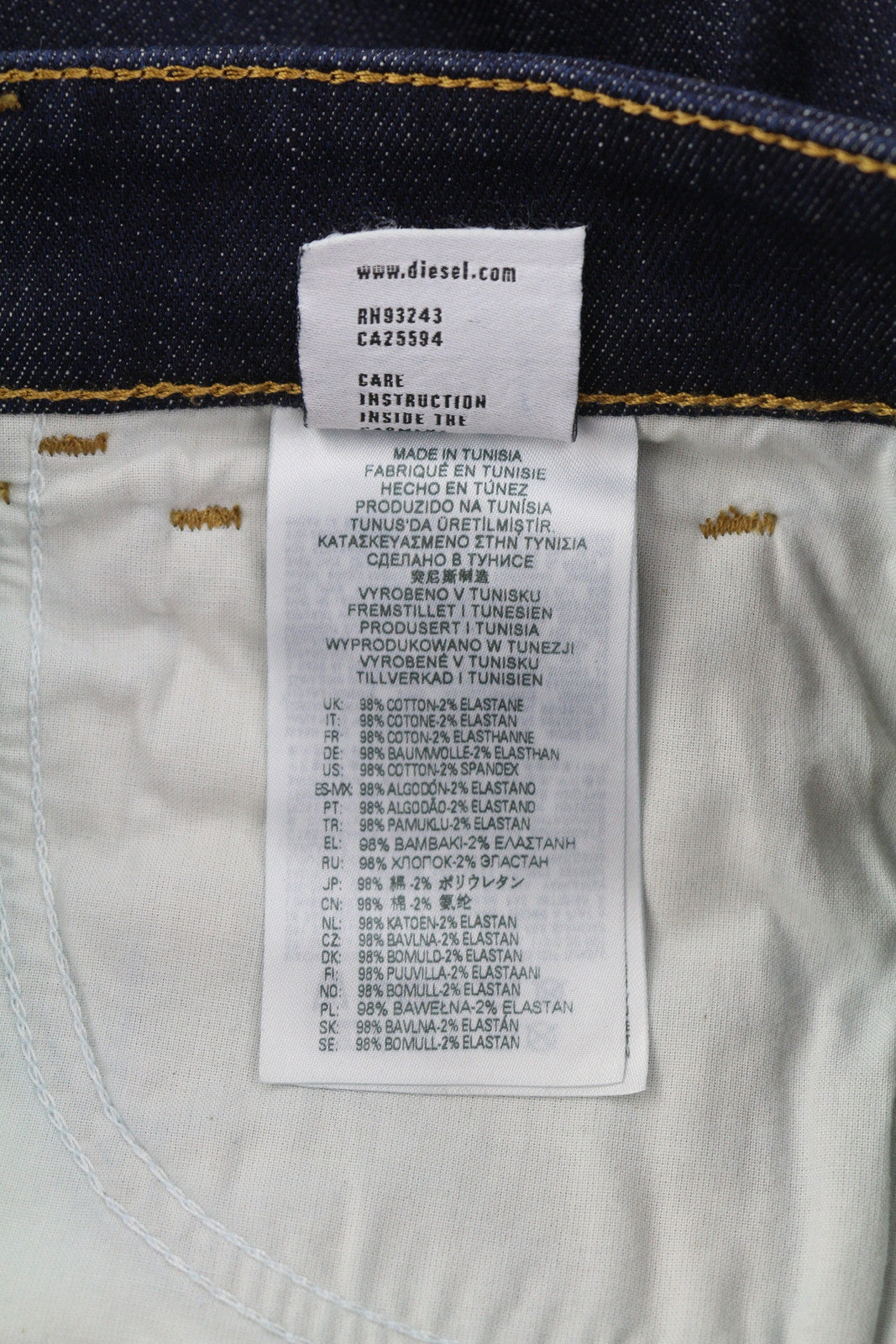 DIESEL 1994 Z9B89 Men Jeans W30/L30 Slim Fit Straight Leg High Waist Denim Blue