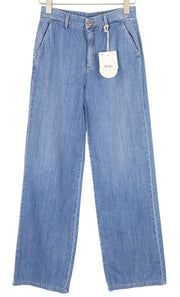 LIU JO Women Jeans W27 High Waist Straight Fit Zip Fly Denim Light Blue Logo