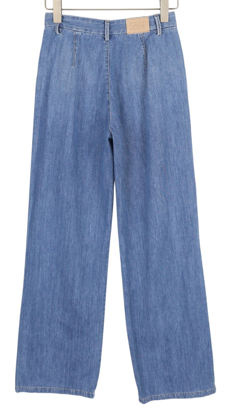 LIU JO Women Jeans W27 High Waist Straight Fit Zip Fly Denim Light Blue Logo