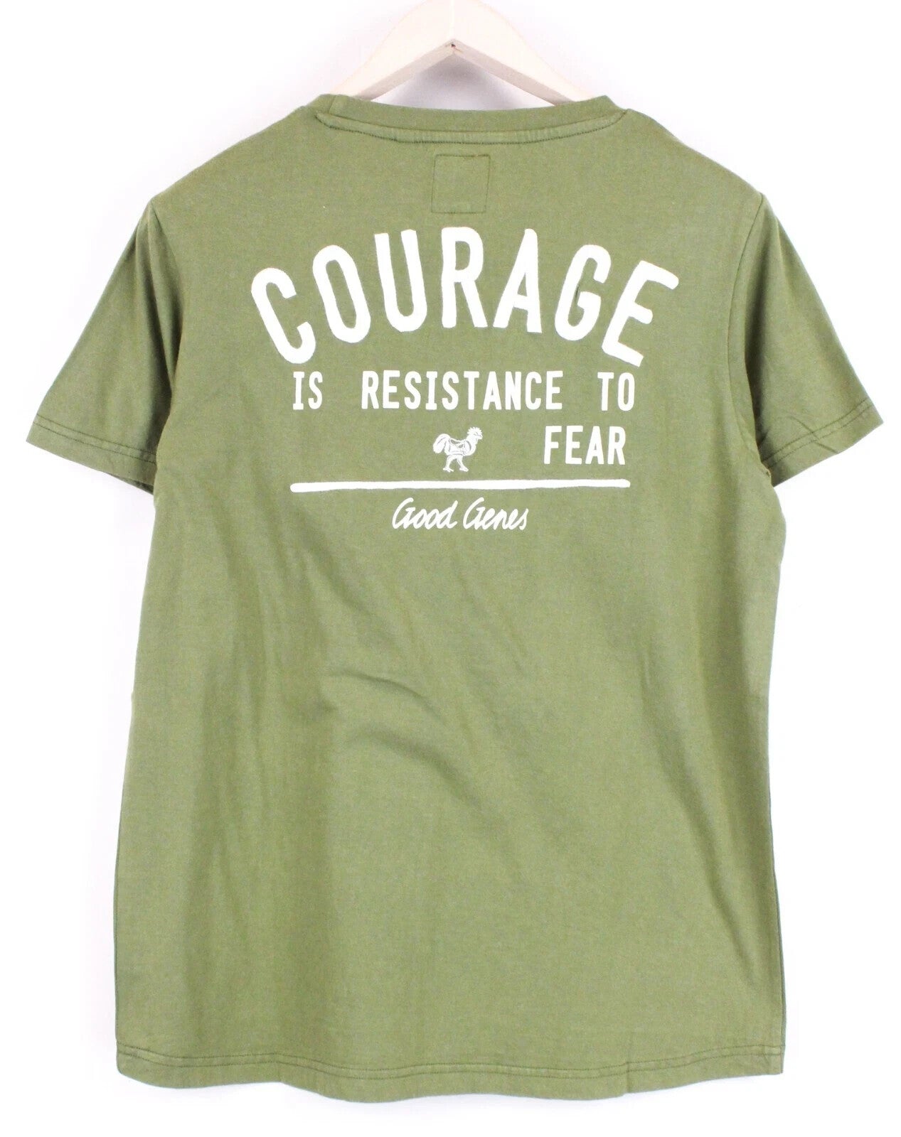 GOOD GENES Mens T-Shirt S Green Short Sleeve Cotton Round Neck Plain Summer