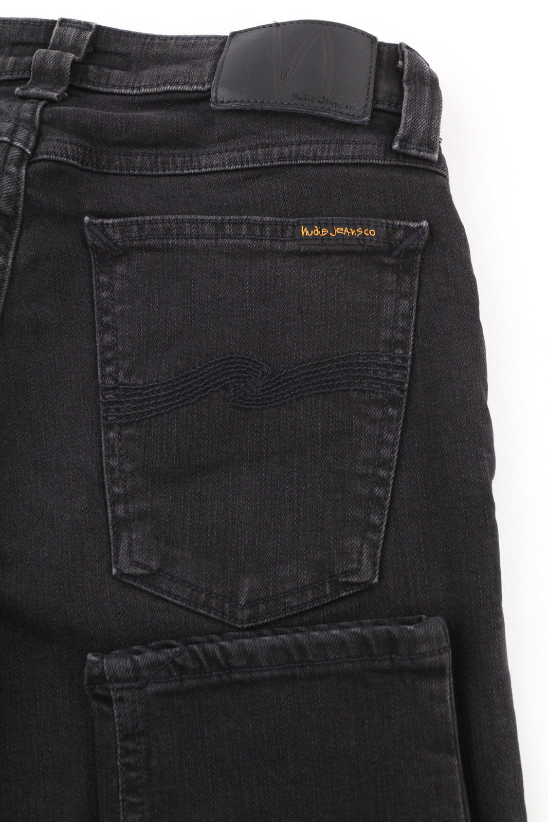 NUDIE Skinny Lin Used Black Men Jeans W28/L32 Whiskers Zip Fly Casual Cotton