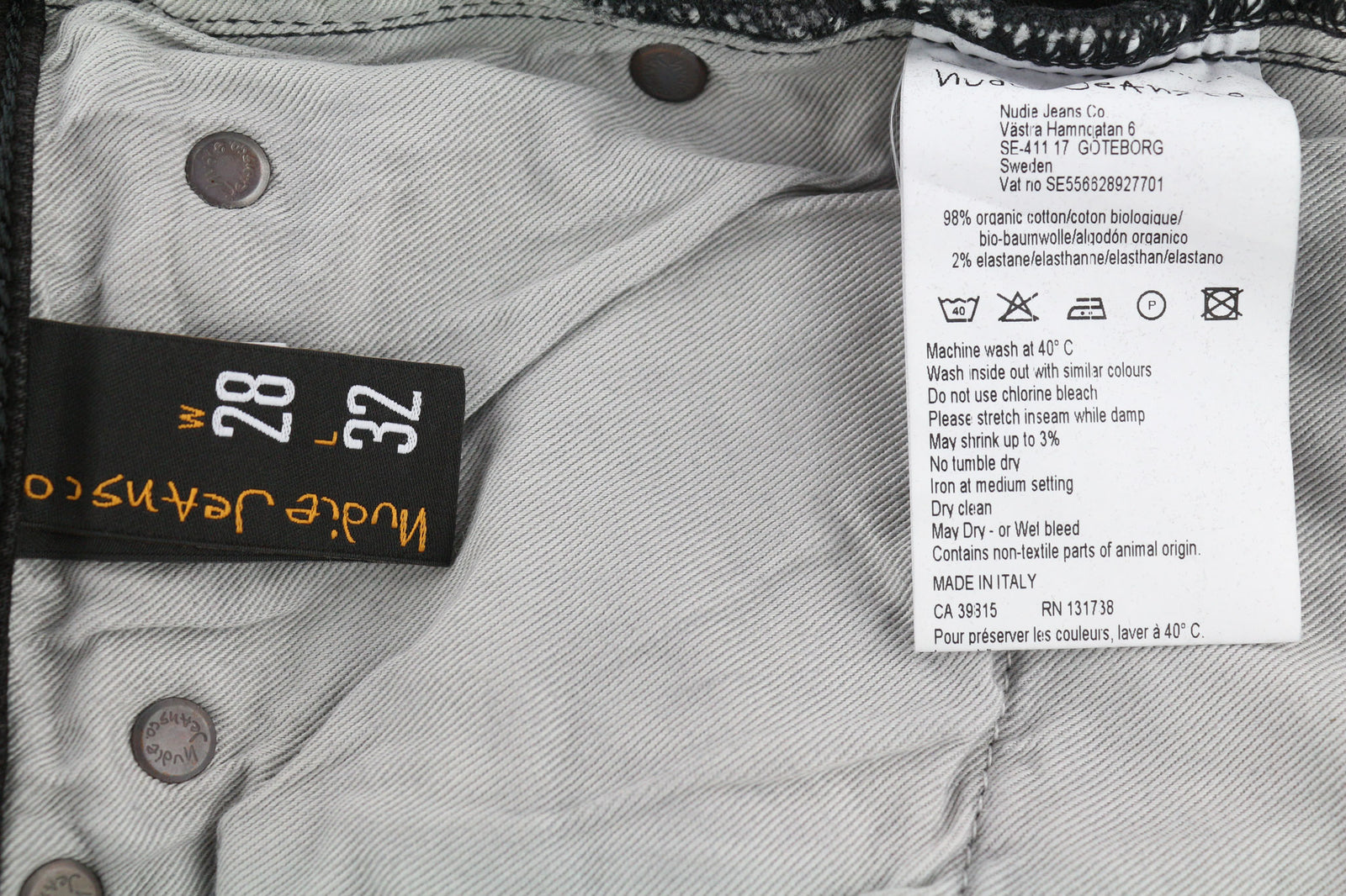 NUDIE Skinny Lin Used Black Men Jeans W28/L32 Whiskers Zip Fly Casual Cotton