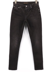 NUDIE Skinny Lin Used Black Men Jeans W29/L32 Faded Zip Fly Organic Cotton Denim