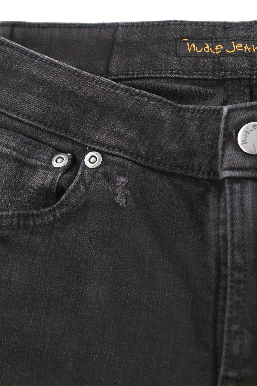 NUDIE Skinny Lin Used Black Men Jeans W29/L32 Faded Zip Fly Organic Cotton Denim