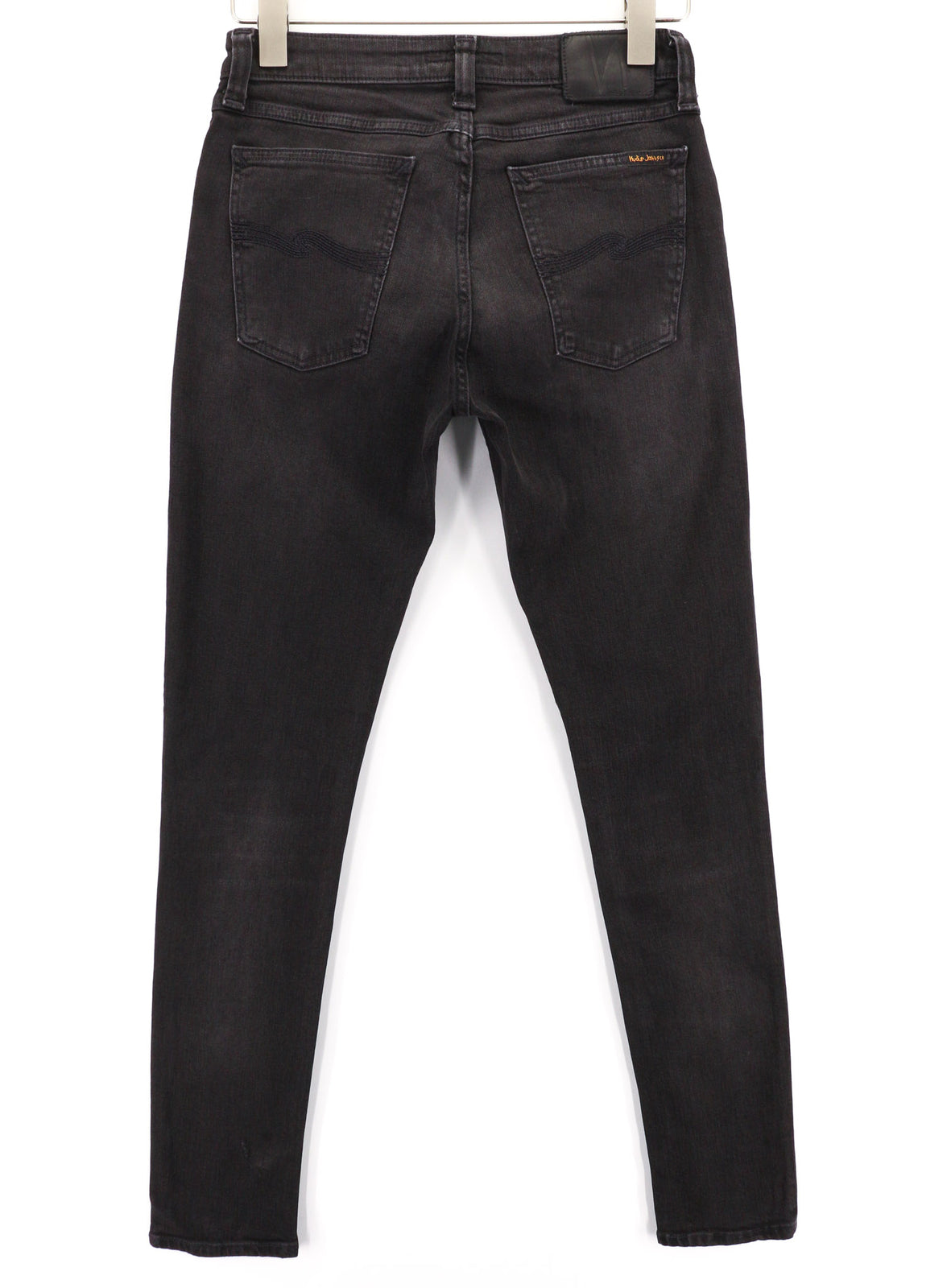 NUDIE Skinny Lin Used Black Men Jeans W29/L32 Organic Casual Stretch Zip Fly