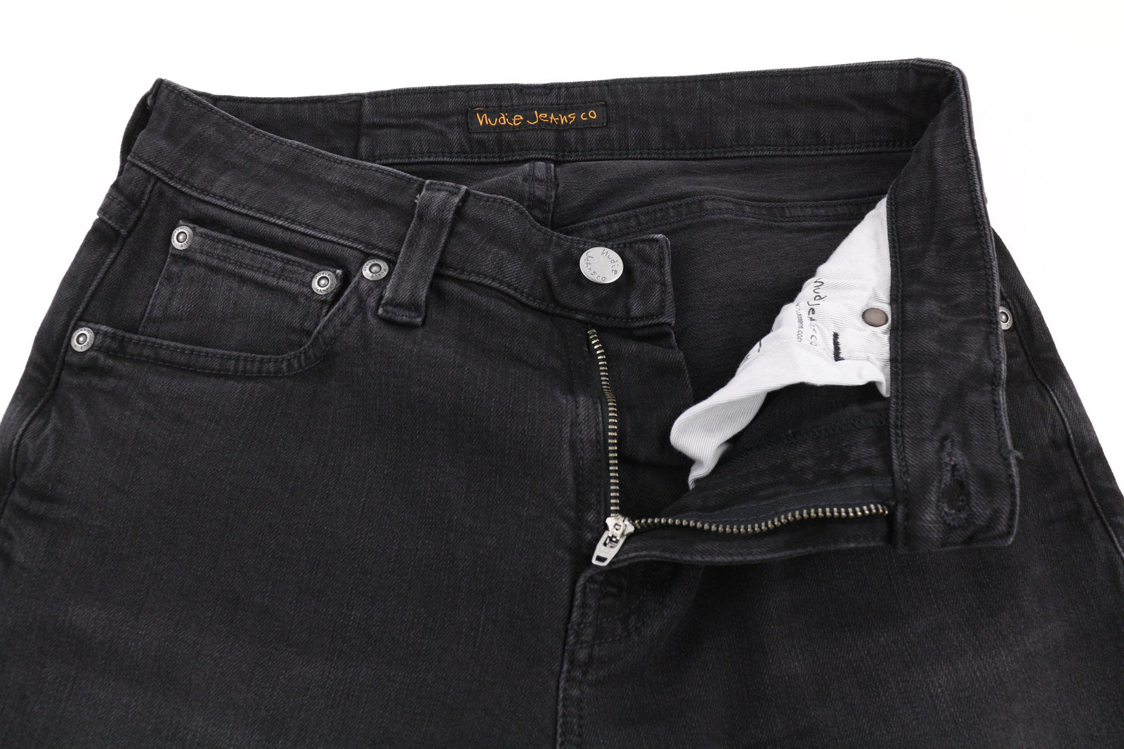 NUDIE Skinny Lin Used Black Men Jeans W29/L32 Organic Casual Stretch Zip Fly