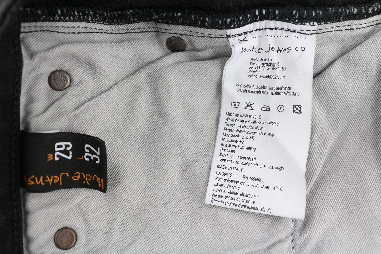 NUDIE Skinny Lin Used Black Men Jeans W29/L32 Organic Casual Stretch Zip Fly