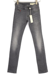 DIESEL Livier 0RE50 Women Jeans W24 Super Slim Jegging Low Waist Stretch Grey
